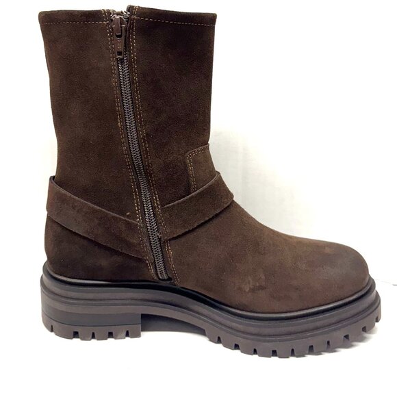 MIZ MOOZ SUEDE BOOTS SIDE ZIP BUCKLE 37EU/ 7US CHESTNUT Z-124 - Picture 2 of 5